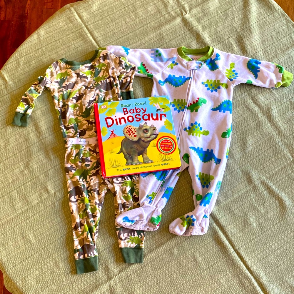 🦖 Dino 🦕 Jammies, Stickers & big Board Book Bundle